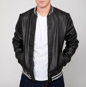 Men Jett PU Faux Leather Bomber Jacket